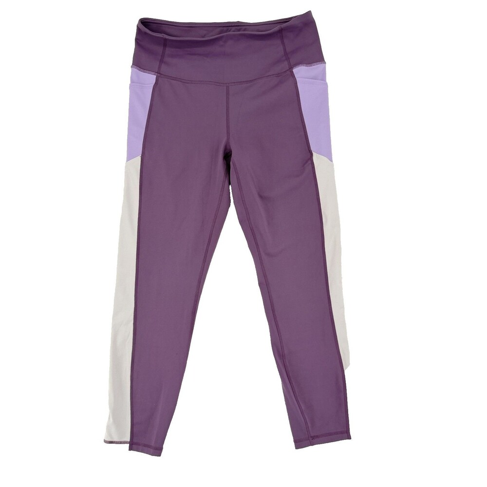 Muuv Womens Purple Colorblock Activewear Leggings Pockets Size Large RN118731‎